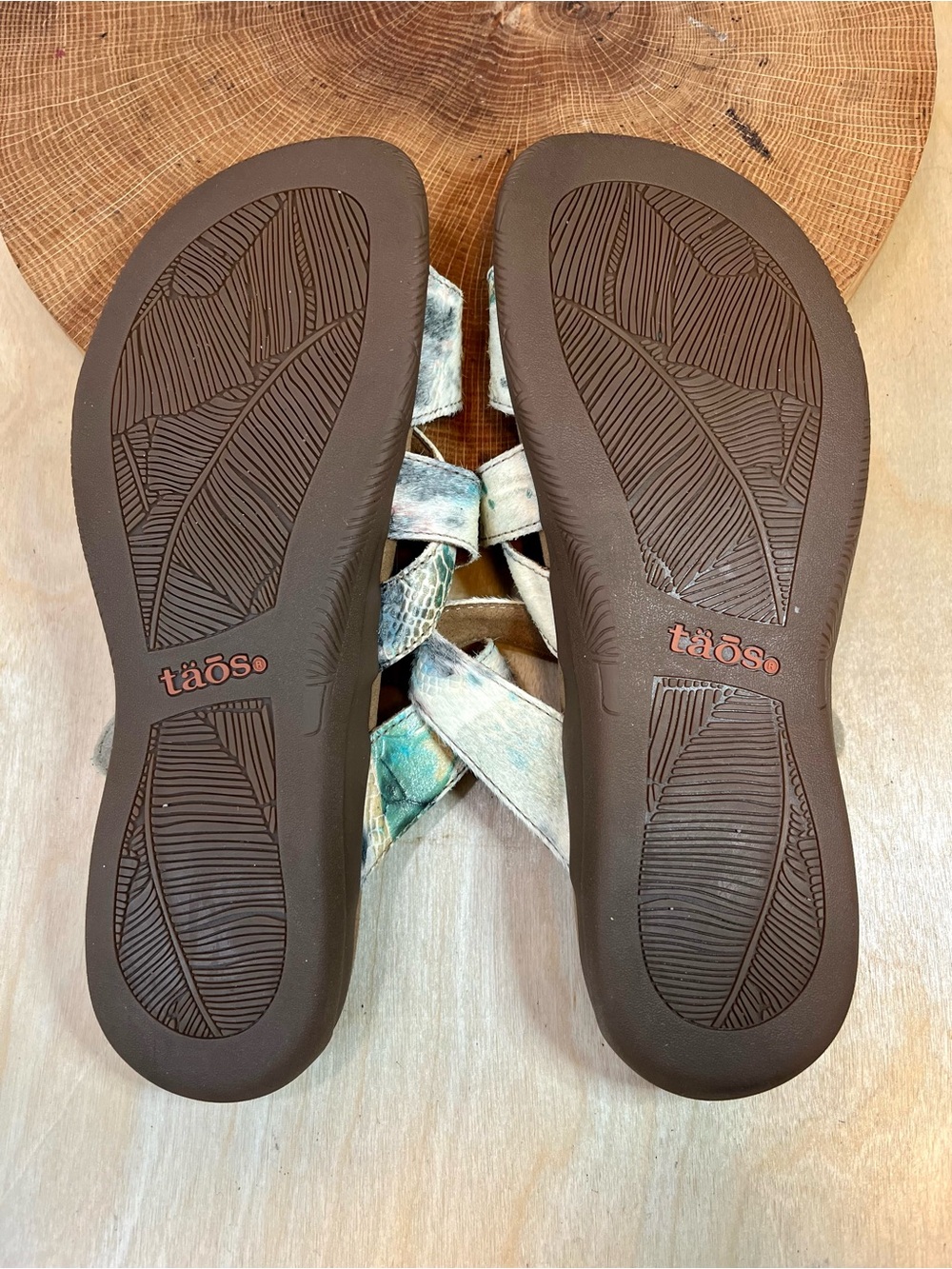 Taos Double U Sandals Leather & Calf Hair Mix Size 8 - Picture 14 of 14
